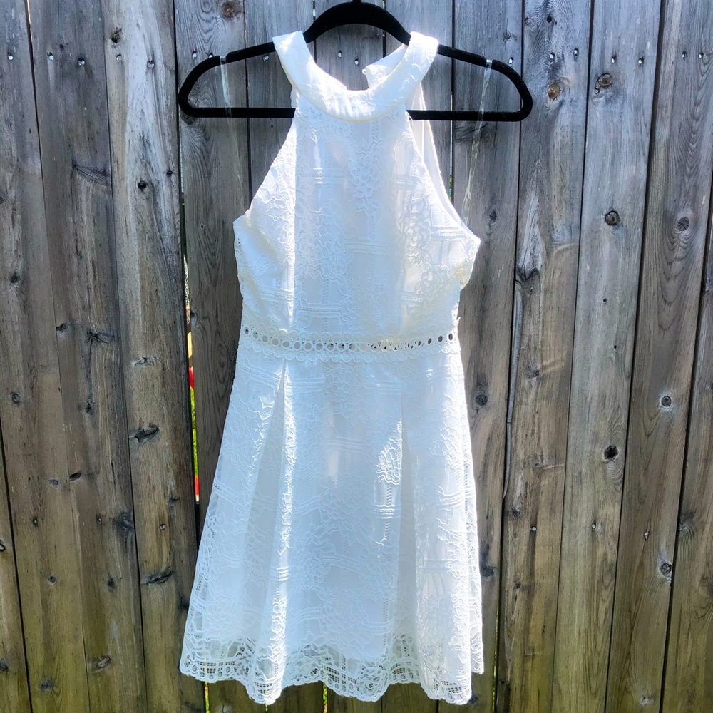 NWT White lace high neck dress
